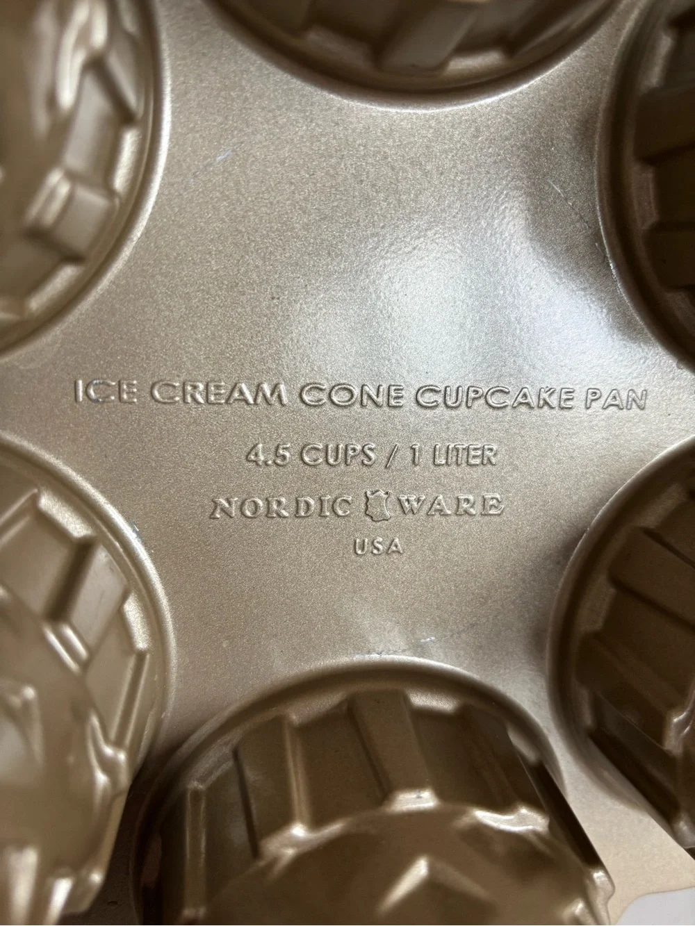 Nordic Ware Ice Cream Cone Cupcake Pan Metallic Champagne